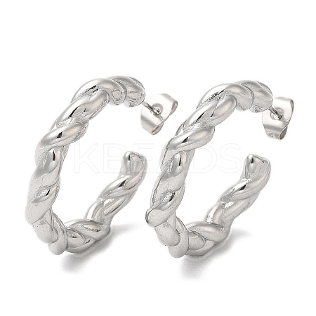 Non-Tarnish 304 Stainless Steel Rope Ring Stud Earrings EJEW-B026-21P-1