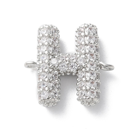 Brass Micro Pave Cubic Zirconia Letter Links KK-I717-04H-P-1