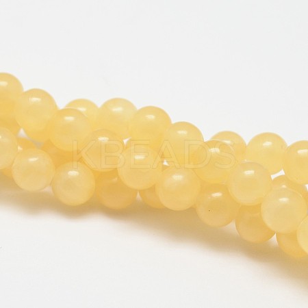 Natural Yellow Jade Bead Strands G-K121-01-14mm-1