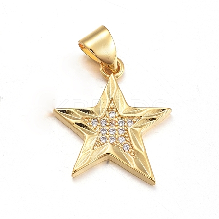 Brass Micro Pave Clear Cubic Zirconia Pendants X-ZIRC-L085-85G-1