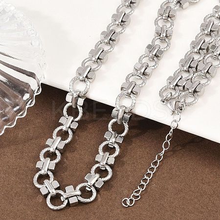 8MM 304 Stainless Steel Twisted Ring Link Chain Necklaces NJEW-Z105-04P-04-1