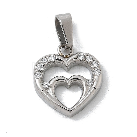 304 Stainless Steel Micro Pave Cubic Zirconia Pendants STAS-Z107-04P-02-1