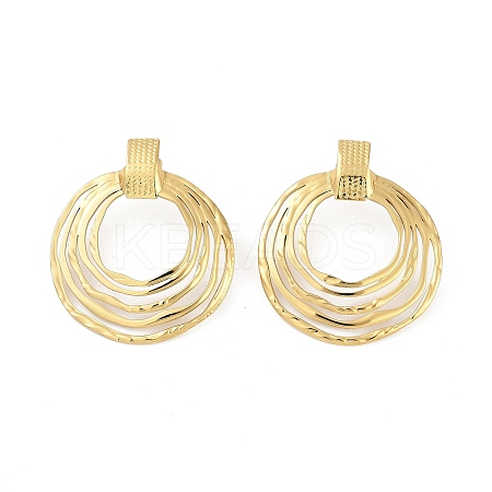 Ion Plating(IP) 304 Stainless Steel Multi-Layer Wire Ring Stud Earrings for Women EJEW-Z068-21G-1
