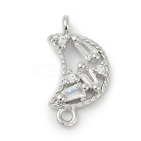 Brass Clear Cubic Zirconia Connector Charms KK-Z094-03P-01-1