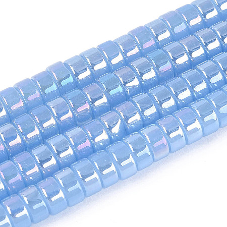 AB Color Plated Imitation Jade Glass Beads Strands GLAA-T026-3x6mm-J04-1