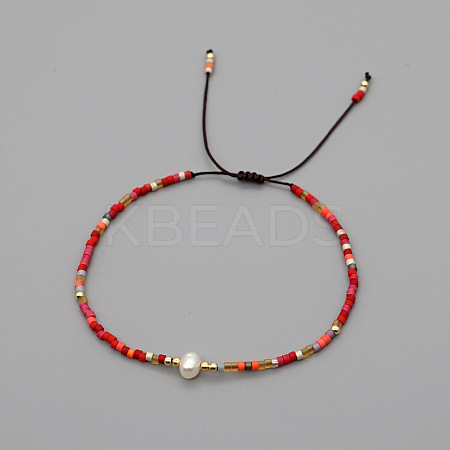 Adjustable Glass Seed Bead Braided Bead Bracelets for Women VT9382-24-1