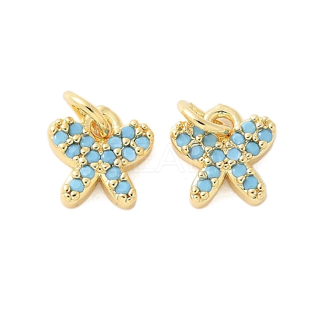 Brass Micro Pave Cubic Zirconia Charms KK-U056-42G-1