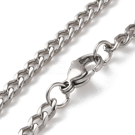 304 Stainless Steel Cuban Link Chain Necklaces for Men NJEW-B117-01C-P-1