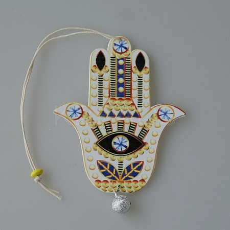 Wood Hamsa Hand/Hand of Miriam with Evil Eye Hanging Ornament WG88966-05-1