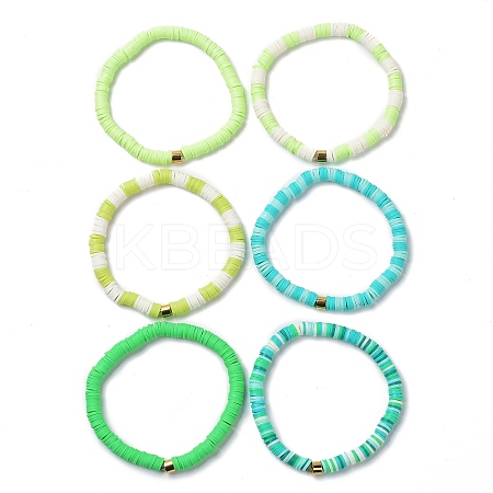 Handmade Polymer Clay Heishi Beads Stretch Bracelets Sets BJEW-JB05902-03-1