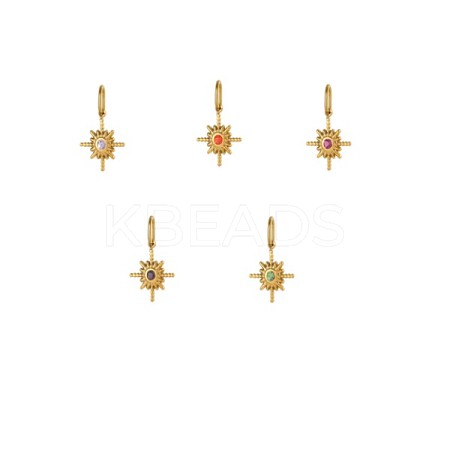 304 Stainless Steel Cubic Zirconia Pendants STAS-OY007-74G-1