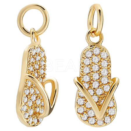 8Pcs Brass Micro Pave Cubic Zirconia Pendants RB-BBC0001-02-1