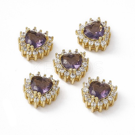 Rack Plating Brass Micro Pave Cubic Zirconia Beads KK-C007-12G-06-1