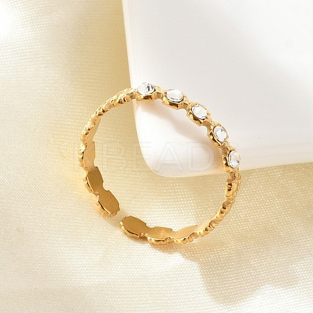 304 Stainless Steel Rhinestone Open Cuff Rings LS-RJEW-M070-02G-02-1