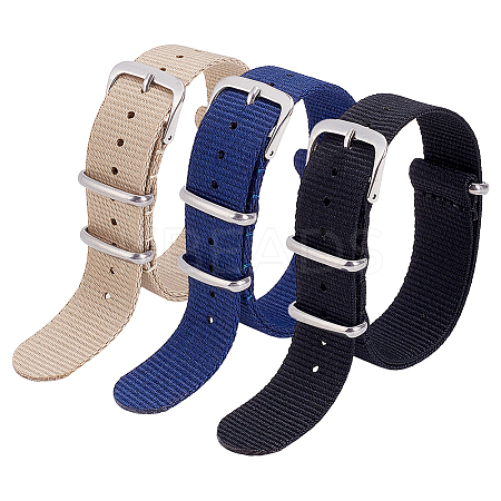 3Pcs 3 Colors Nylon Watch Bands AJEW-OC0015-62-1