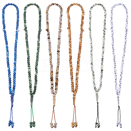 6Pcs 6 Colors Muslim Acrylic Round Prayer Beads Bracelets BJEW-PH0004-55-1