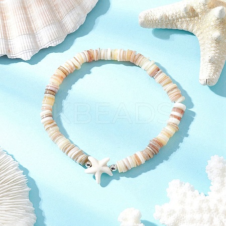 Natural Cultured Freshwater Pearl and Synthetic Turquoise Beads Stretch Bracelets BJEW-JB11875-02-1