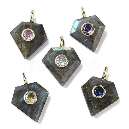 Natural Labradorite Faceted Pendants G-F819-03G-06-1