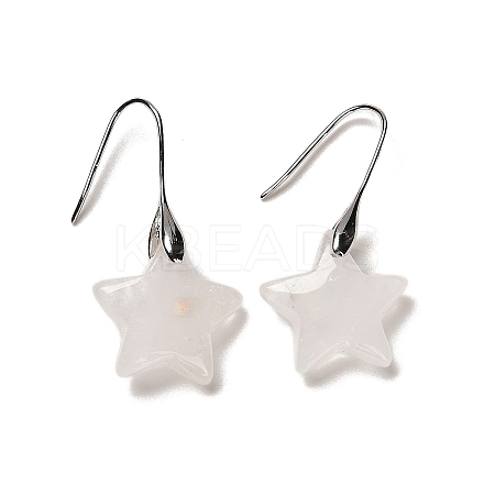 Natural Quartz Crystal Star Dangle Earrings EJEW-I315-03P-09-1