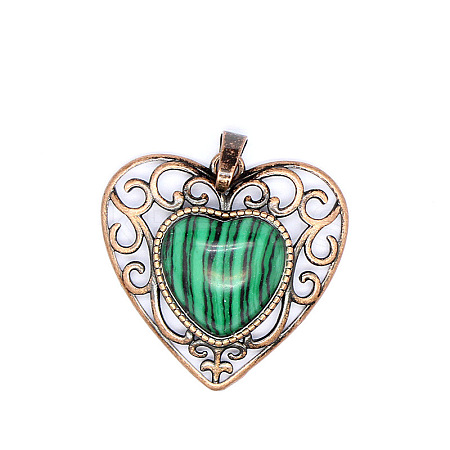 Retro Hollow Natural Malachite Pendants PW-WGAB5DC-11-1
