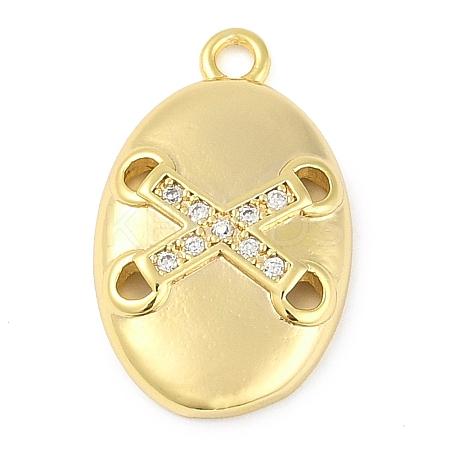 Cross Theme Real 18K Gold Plated Brass Micro Pave Clear Cubic Zirconia Pendants LS-KK-L219-06G-06-1
