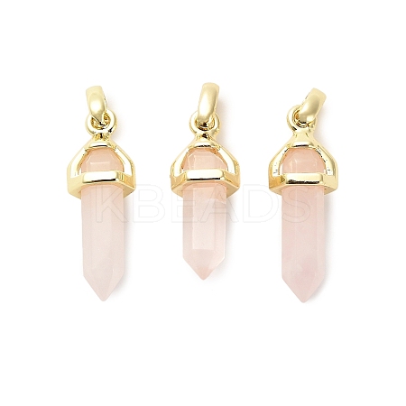 Natural Rose Quartz Double Terminal Pointed Pendant G-H097-01G-06-1