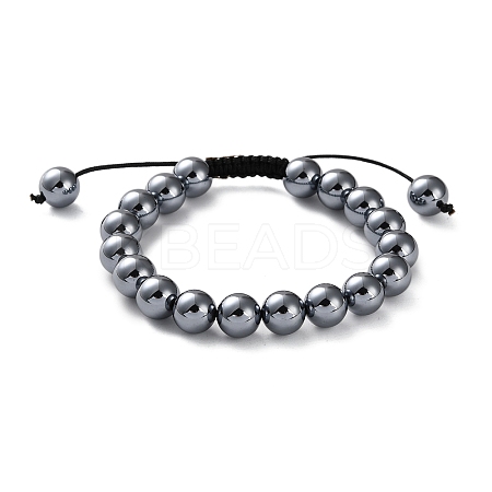 Natural Terahertz Stone Braided Beaded Bracelets for Men Women BJEW-G728-01-1