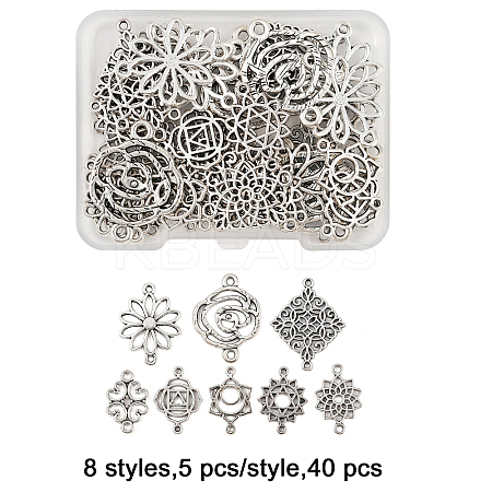 40Pcs 8 Styles Tibetan Style Alloy Links/Connectors TIBE-FP0001-18-1