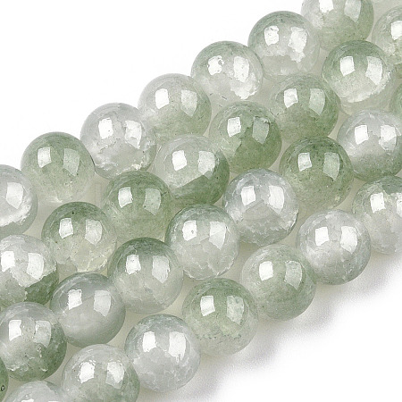 Crackle Baking Paint Imitation Jade Glass Beads Strands DGLA-T003-6mm-06-1