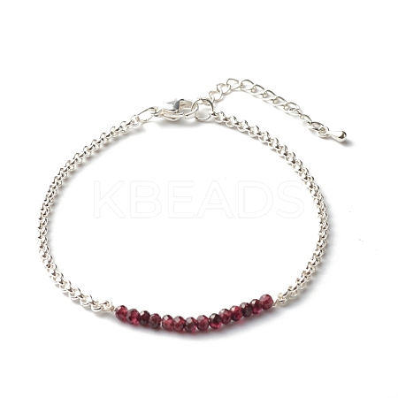 Natural Garnet Beaded Bracelets BJEW-JB06384-01-1