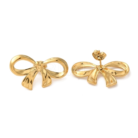 Ion Plating(IP) 304 Stainless Steel Bowknot Stud Earrings EJEW-C114-33G-1