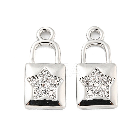 Brass Micro Pave Clear Cubic Zirconia Pendants KK-G492-03A-P-1