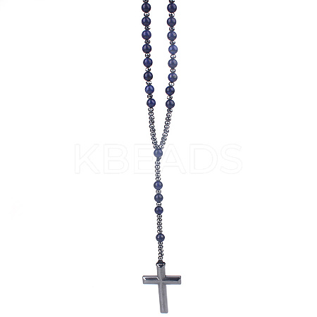 Natural Lapis Lazuli Rosary Bead Necklace LS-WG81562-02-1