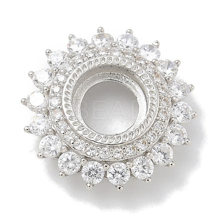 Rack Plating Brass Micro Pave Clear Cubic Zirconia Cabochon Connector Setttings KK-L224-027P-01-1
