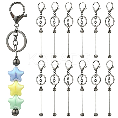 10Pcs Alloy Bar Beadable Keychain for Jewelry Making DIY Crafts KEYC-YW0001-28B-1