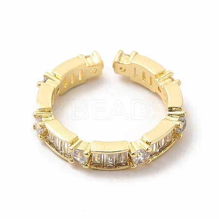 Cubic Zirconia Rectangle Open Cuff Ring KK-A180-41G-01-1