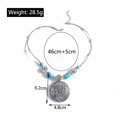 Bohemian Style Alloy with Synthetic Turquoise Pendant Necklaces FS-WG9CEC0-02-1