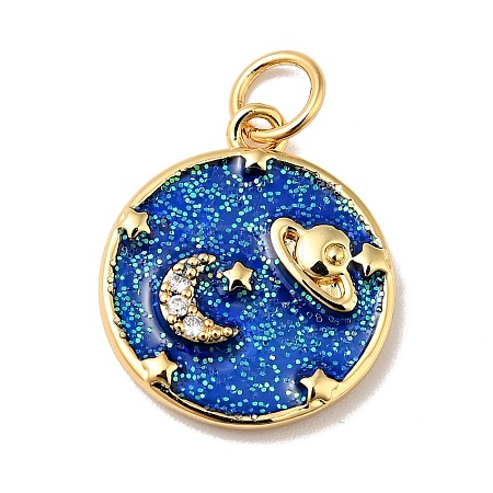 Rack Plating Brass Micro Pave Cubic Zirconia Pendants KK-H431-09G-A-1