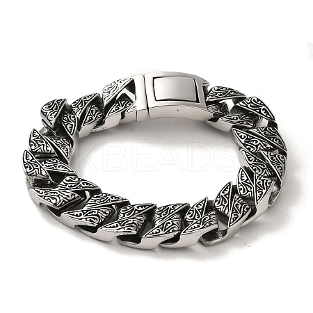 304 Stainless Steel Cuban Link Chain Bracelets for Women Men BJEW-Q341-06D-AS-1