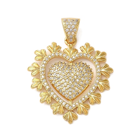 Rack Plating Brass Micro Pave Cubic Zirconia Pendants KK-P279-05C-G-1