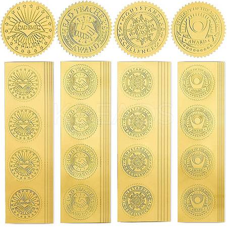 40 Sheets 4 Styles Plastic Self Adhesive Gold Foil Embossed Stickers DIY-CP0010-45-1