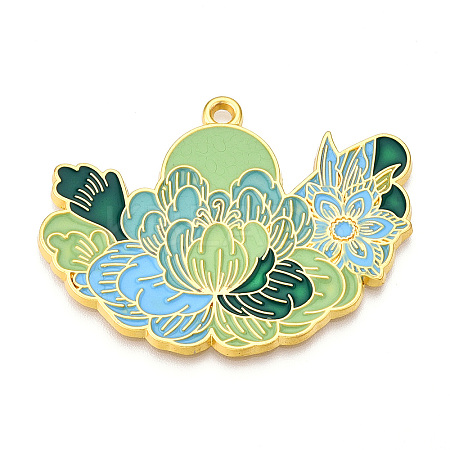 Rack Plating Alloy Enamel Big Pendants ENAM-N056-395E-G-1