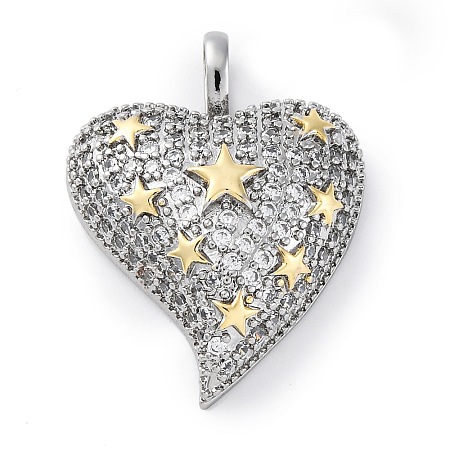 Brass Micro Pave Cubic Zirconia Pendants KK-S510-32GP-03-1