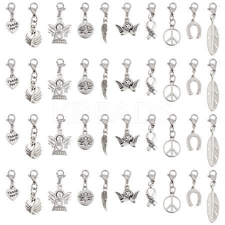 40Pcs 10 Styles Tibetan Style Alloy Pendant Decorations HJEW-SC0001-68-1