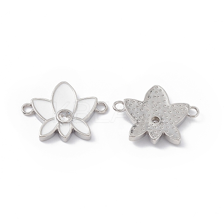Rack Plating Brass Pave Clear Cubic Zirconia Connector Charms KK-B065-26P-03-1
