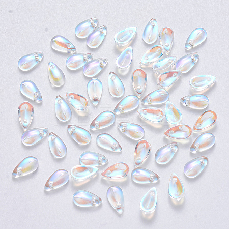 Transparent Spray Painted Glass Charms GLAA-R211-07-B01-1