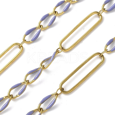 304 Stainless Steel Enamel Figaro Chains CHS-U003-02G-15-1