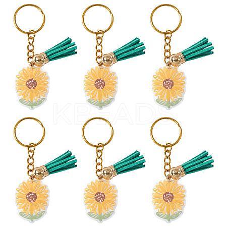Acrylic Sunflower Pendant Keychains KEYC-TAC00010-1