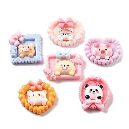 Mini Cute Cartoon Animal Series ResinResin Cabochons CRES-I037-02-1