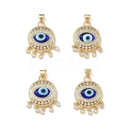 Lampwork Evil Eye Pendants with Colorful Cubic Zirconia ZIRC-L102-14G-03-1